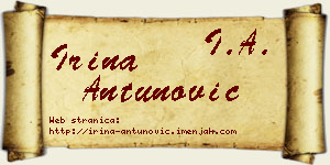 Irina Antunović vizit kartica